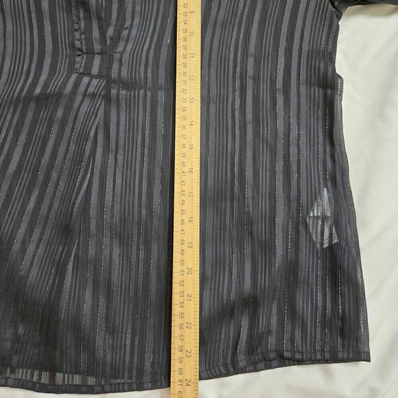 NWT Banana Republic Black Striped Sheer Blouse M Dark Romantic Whimsigoth Witchy - Picture 11 of 11